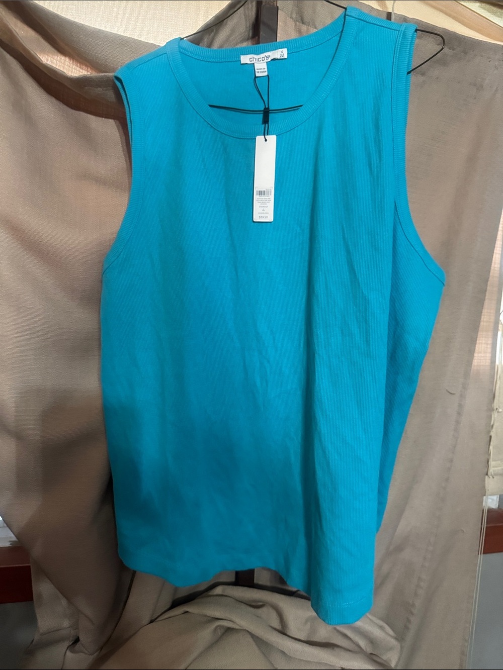 Chico’s Turquoise Sleeveless Crewneck Tank